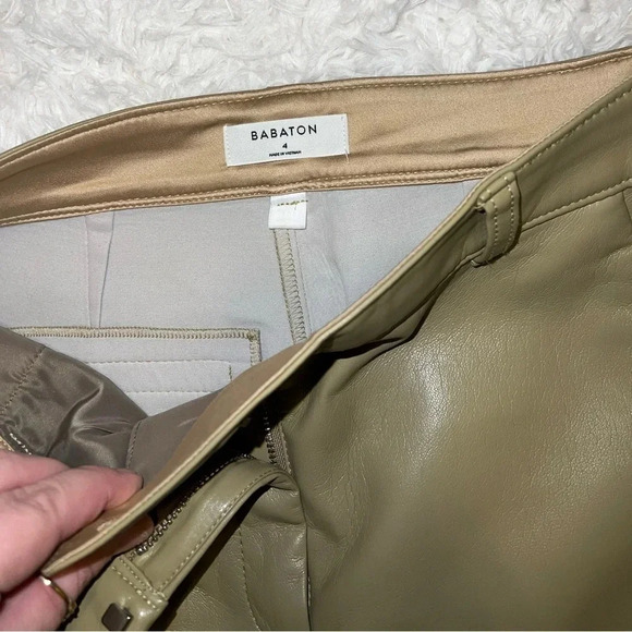 Leather Babaton Tan Pants Size 4 Business Casual Work Pant - Picture 2 of 4